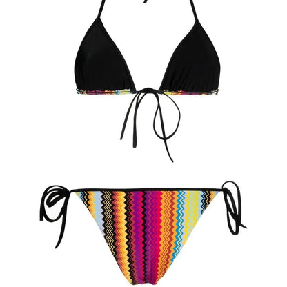 Rainbow String Bikini Set with Triangle Bottoms and Side Ties, Multiple  Designs