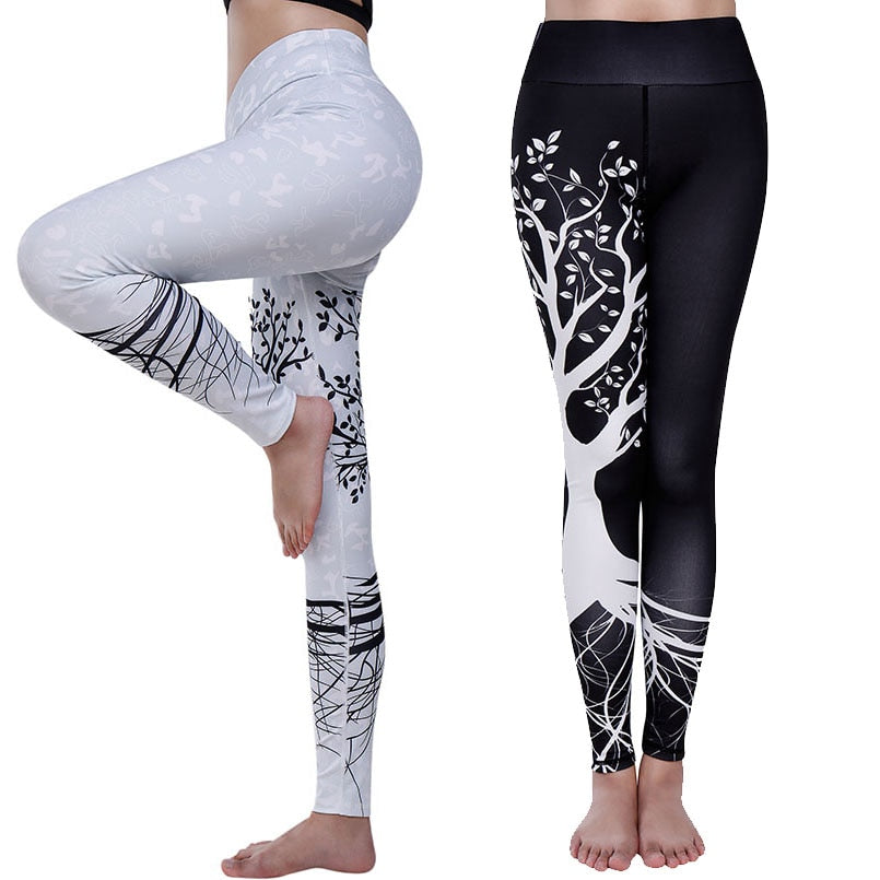 Women's Tree Print Cotton Yoga Pants