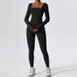 Figure Hugging Long-sleeved Sports Jumpsuit in Multiple Colors