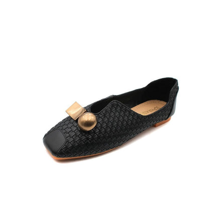 Retro Square Toe Soft Bottom Flat Shoes