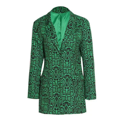 Single Breasted Snake Print Blazer for Women