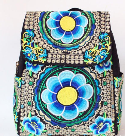 Handmade Ethnic Inspired Embroidered Canvas Backpack