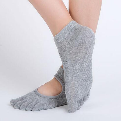 Women Yoga Socks Anti-slip Backless 5 Toe Socks