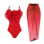 Floral Romance Ruffle One-Piece Swimsuit & Ombre Sarong Set