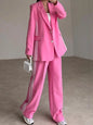Athleisure‐Inspired Three‐Stripe Blazer & Wide-Leg Pant Set