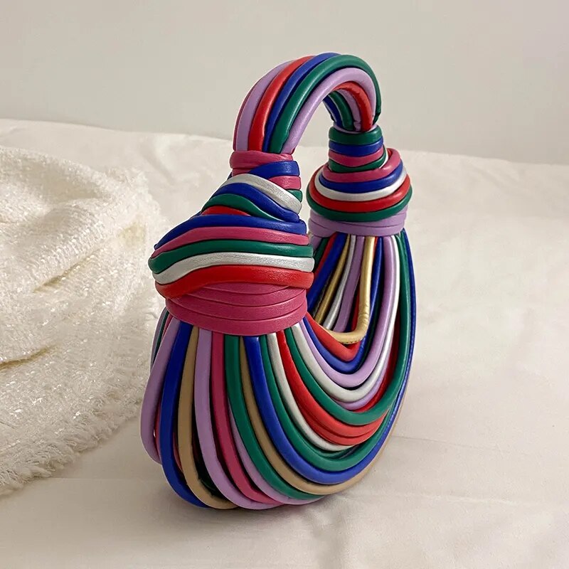 Rainbow Color Noodle Shaped Luxury Designer Purse