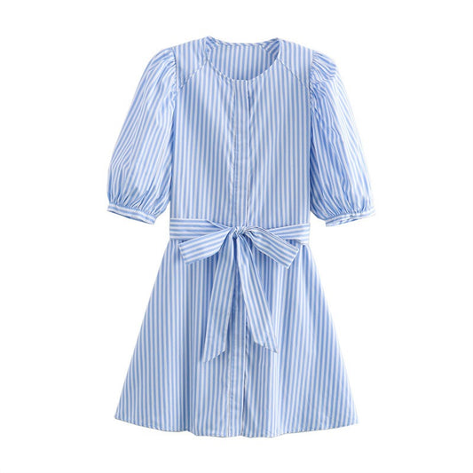 Lantern Sleeve Pinstripe Mini dress