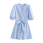 Lantern Sleeve Pinstripe Mini dress