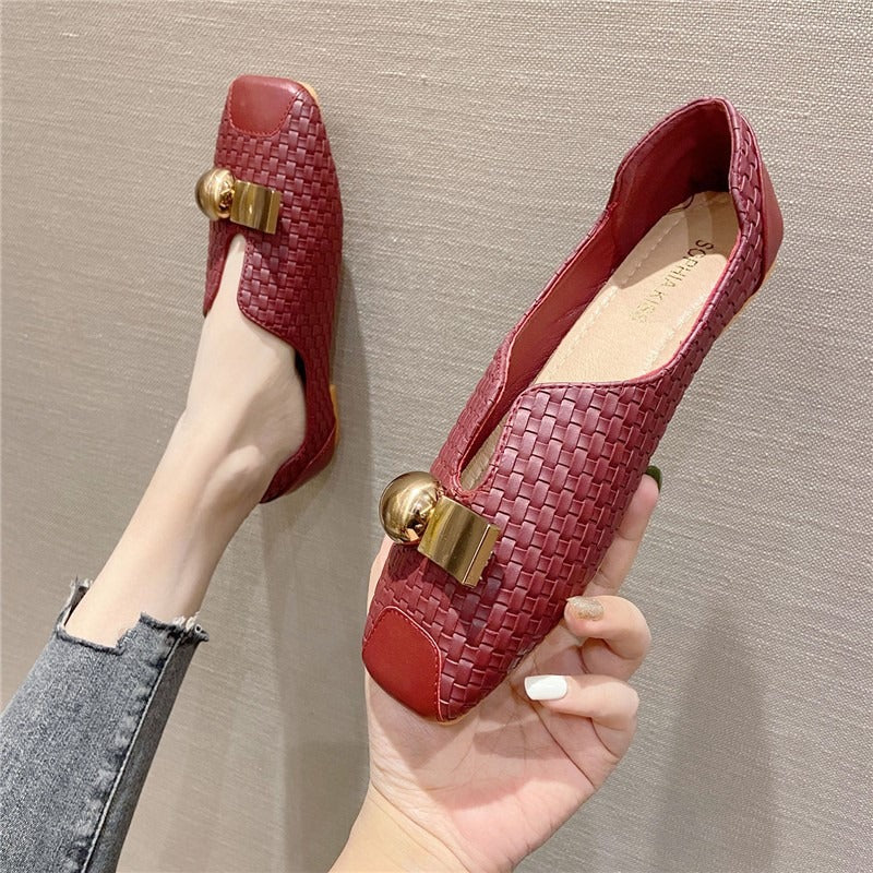 Retro Square Toe Soft Bottom Flat Shoes