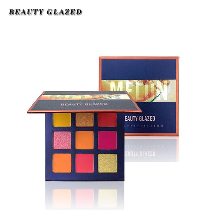 Glazed 9 Colors Eyeshadow Palette, Pink, Yellow, Glitter, Shimmer, Matte Eye Shadow Makeup Palette, Cosmetics