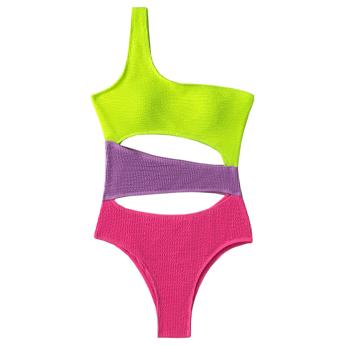 Neon Colorblock Cutout One-Piece Swimsuit