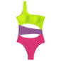 Neon Colorblock Cutout One-Piece Swimsuit
