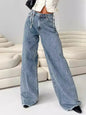 Cobalt-Stitch White  and Blue Wide-Leg Raw-Hem Jeans