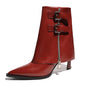 Fierce Buckled Zip Ankle Booties – Pointed Toe Patent Leather Finish