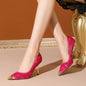 Gilded Splatter Pony-Hair Pointed-Toe Stiletto Leather Pumps