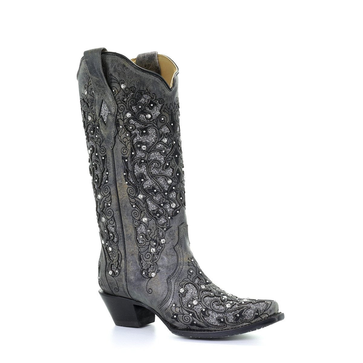 Super Stylish Embroidered Solid Thick Heel Cowgirl Boots