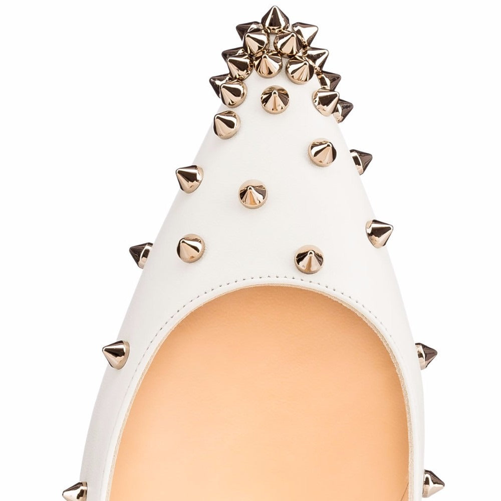 Paskalia “Spike Eve” White Leather Studded Stiletto Pumps