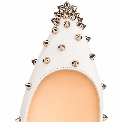 Paskalia “Spike Eve” White Leather Studded Stiletto Pumps