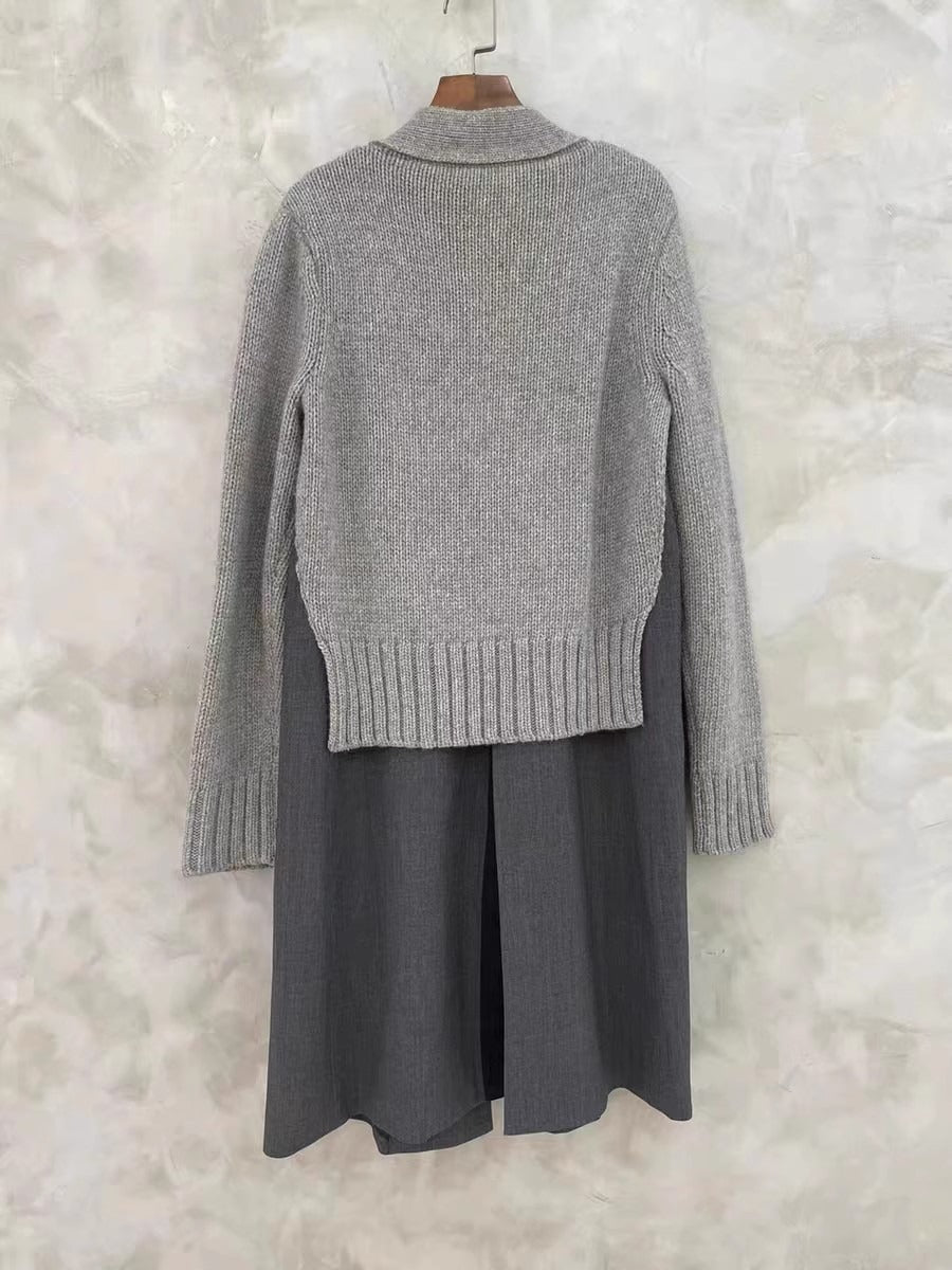 Stylish Knitted Double Layered V-Neck Cardigan Long Coat