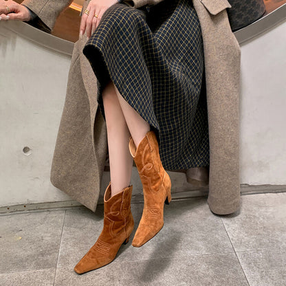 Saddle Muse Western Boots – Suede & Leather Square Toe Collection  D