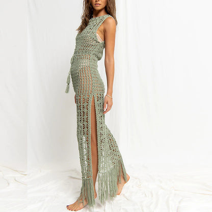 Boho Crochet Cover-Up Maxi Dress