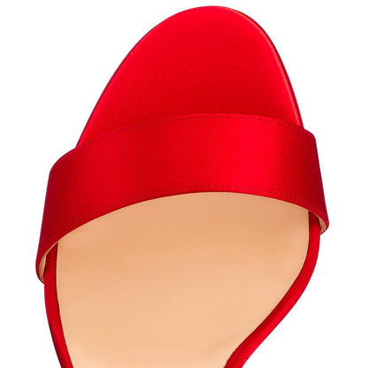 Scarlet Satin Bow Ankle-Wrap Stiletto Heels