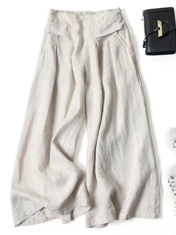 Luxurious Cotton &  Linen Wide Leg High Waisted Loose Pants with , Comes in Multiple  Colors.