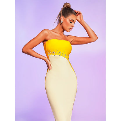 Yellow Bandage Dress With a Slit