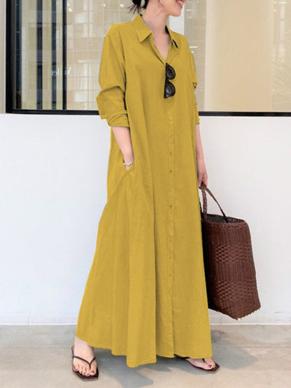 Striped  Long Sleeves Shirt Dress in Multiple Colors