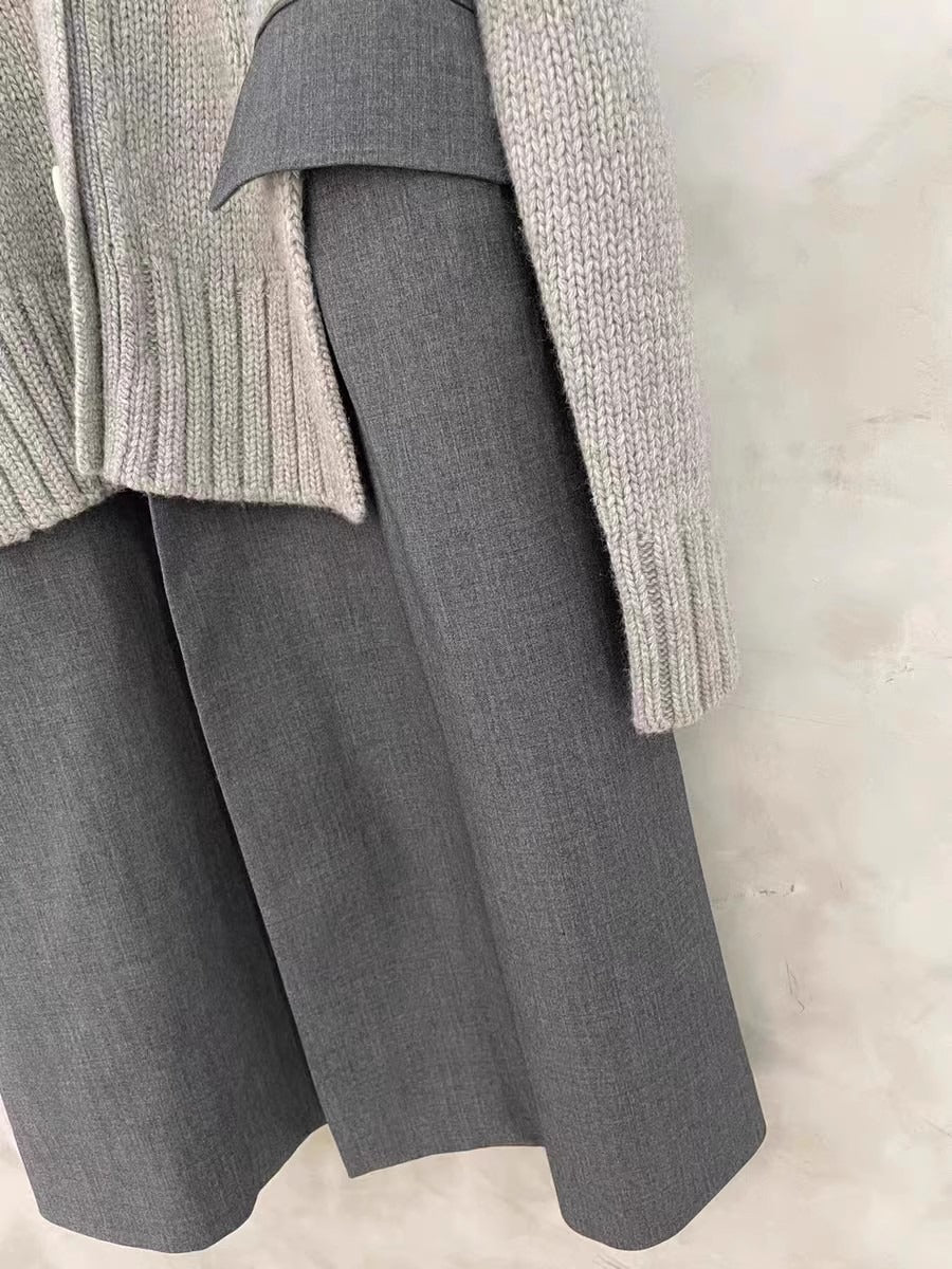 Stylish Knitted Double Layered V-Neck Cardigan Long Coat