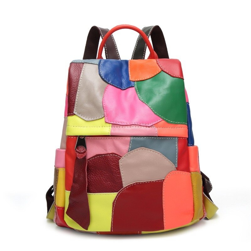 Multicolored Leather Fashion Backpack for Ladies