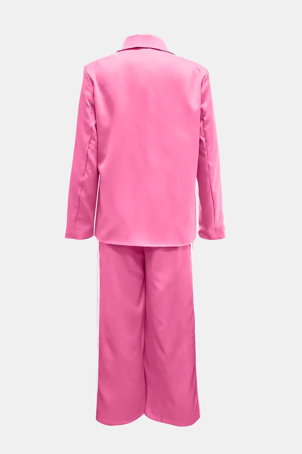 Athleisure‐Inspired Three‐Stripe Blazer & Wide-Leg Pant Set