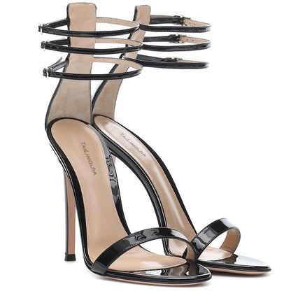 Triple Strap Minimalist Stiletto Sandals