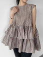 Sleeveless Tiered Ruffle Swing Tunic Top