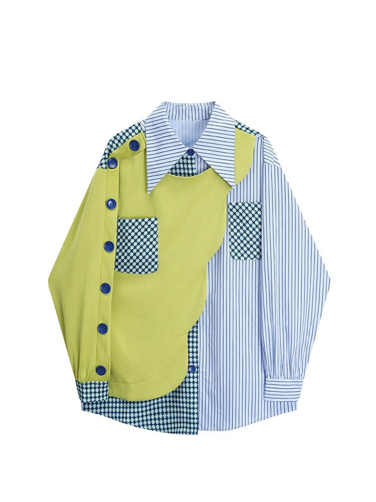 Women's  Harajuku Chic Mixed Fabric Shirt