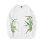 Chinese Influenced Sweatshirt With Embroidered Floral Patterns