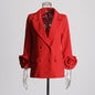 Elegant Suit Jacket with three Quarter 3D Flower ySleeves