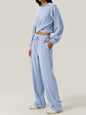 Twist-Front Pastel Knit Lounge Set – Cozy Crewneck Sweater & Drawstring Wide-Leg Pants