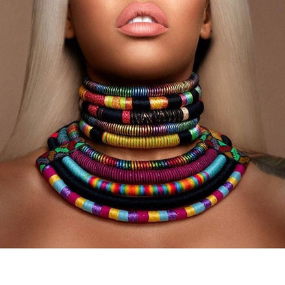 Colorful Hand Woven African Collar with a Magnetic Clasp