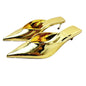 “Liquid Gold” Mirror Metallic Pointed-Toe V-Mule Flats