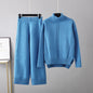 Two-Piece High Neck Knot Pullover and Matching Loose  Wide Leg Pants, Multiple  Colors