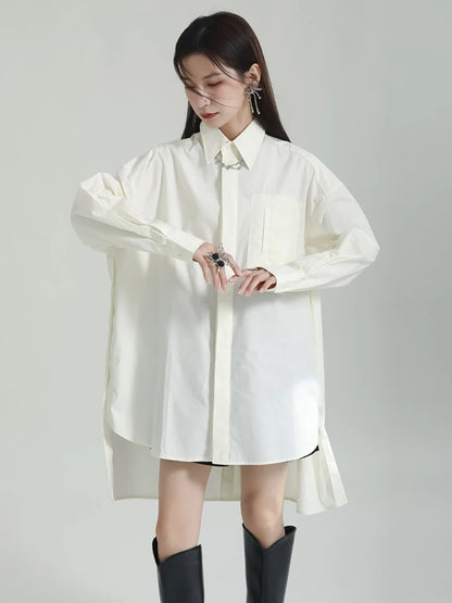 Crisp Cotton Oversized Shirt Dress with Back Tie Detail