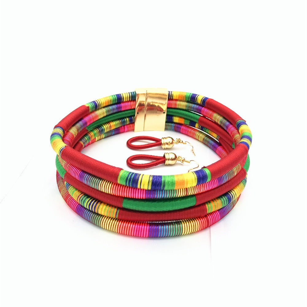 Colorful Hand Woven African Collar with a Magnetic Clasp