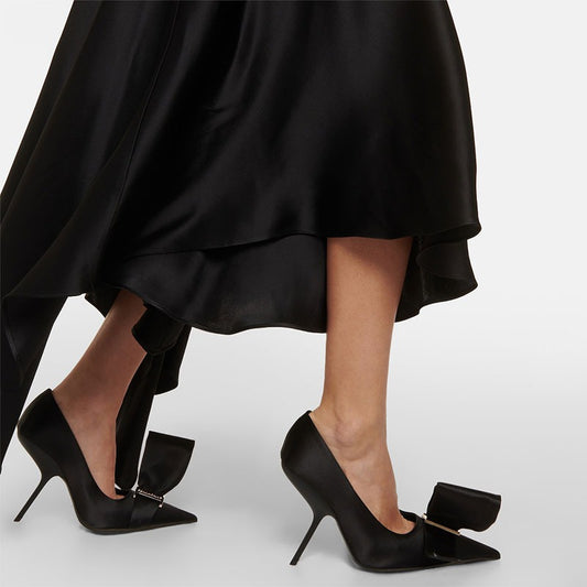 Ophelia Oversized Satin Bow Stiletto Pumps