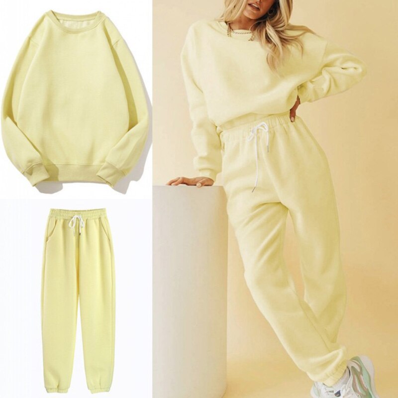 Two-piece Set of Casual Long Sleeves Sweatshirt  and Sweatpants in Multiple Colors