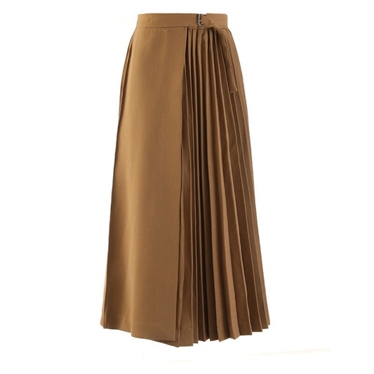 Elegant Long A-Line Draped Pleated Skirt