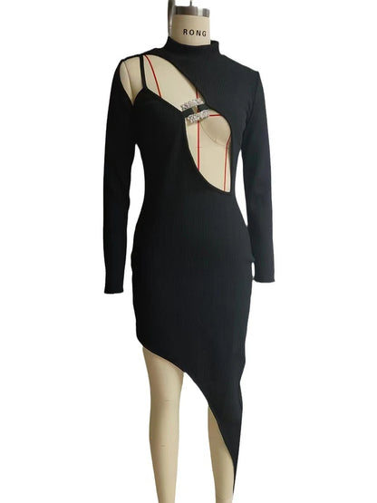 Women's Sexy Black Diamond Bodycon Dress