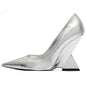 Ultra High Heels, Pointed Toe, Patent Leather Wedge Shoes