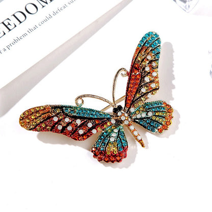 Minimalist  Butterfly Shaped Brooch Pin With Diamond Inlaid Enamel