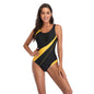 Bold Contrast One-Piece Swimsuit – Sleek & Sporty Cutout Back